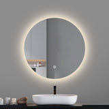 LED mirror round 600MM Backlit with Demister Touch Switch 3 Colours Lighting