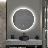LED mirror round 600MM with Rim and Demister Touch Switch 3 Colours Lighting