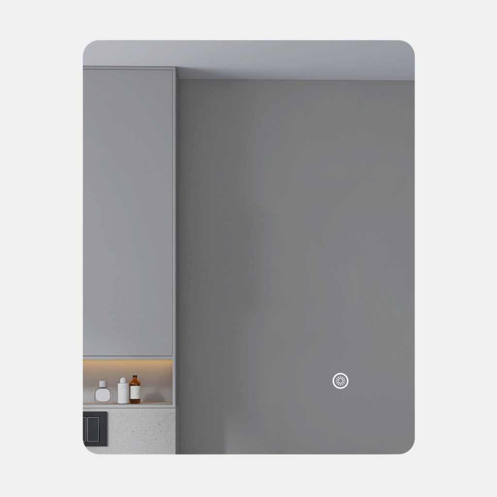 LED mirror rectangle 600MM x 750MM Backlit with Demister Touch Switch 3 Colours