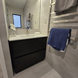 PLYWOOD 900 FLOOR STANDING DARK OAK VANITY WITH CERAMIC TOP