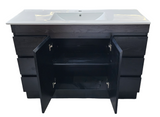 PLYWOOD 1200 DARK OAK VANITY FLOORSTANDING WITH SINGLE BASIN CERAMIC TOP