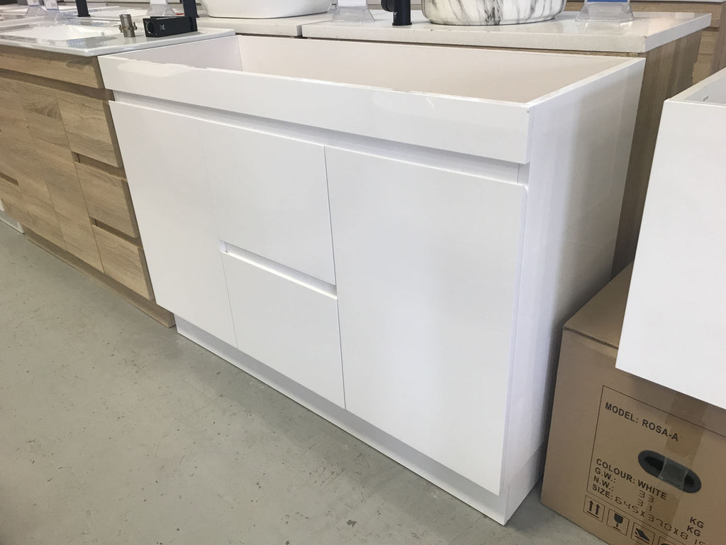PLYWOOD 1200 FLOOR STANDING WHITE VANITY BASE ONLY 2 DRAWERS 2 DOORS