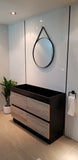 PLYWOOD 1200 FLOOR STANDING VANITY DOUBLE BLACK LIGHT OAK BASE ONLY - Bathroom Clearance