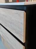 PLYWOOD 1200 BLACK AND LIGHT OAK WALL HUNG VANITY FOR DOUBLE BASIN