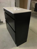 PLYWOOD DARK OAK SLIM VANITY 900x360 WITH CERAMIC TOP - Bathroom Clearance