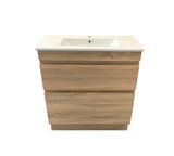 PLYWOOD LIGHT OAK SLIM VANITY 750x360 WITH CERAMIC TOP - Bathroom Clearance