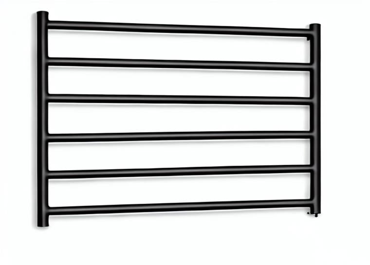 6 BARS 800mm HEATED TOWEL RAIL MATTE BLACK ROUND