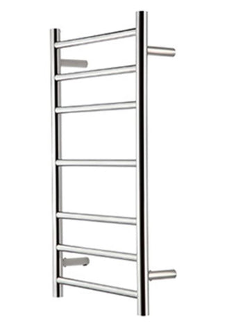 HEATED TOWEL RAIL STAINLESS STEEL - 450mm WIDE  x 800mm HIGH CHROME FINISH 7 BARS ROUND