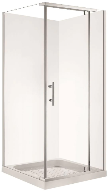 Semi-Frameless Shower 1000 x 1000 Shower 8mm Glass, Corner Waste Tray and Liner
