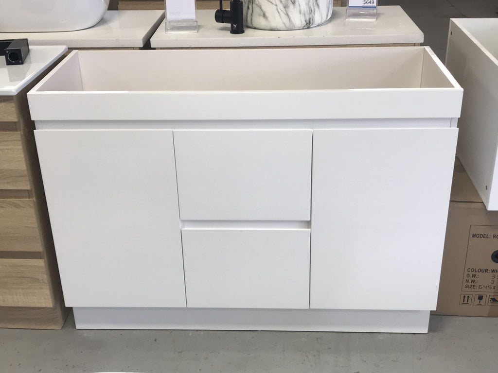 PLYWOOD 1200 FLOOR STANDING WHITE VANITY 2 DRAWERS 2 DOORS BAES ONLY