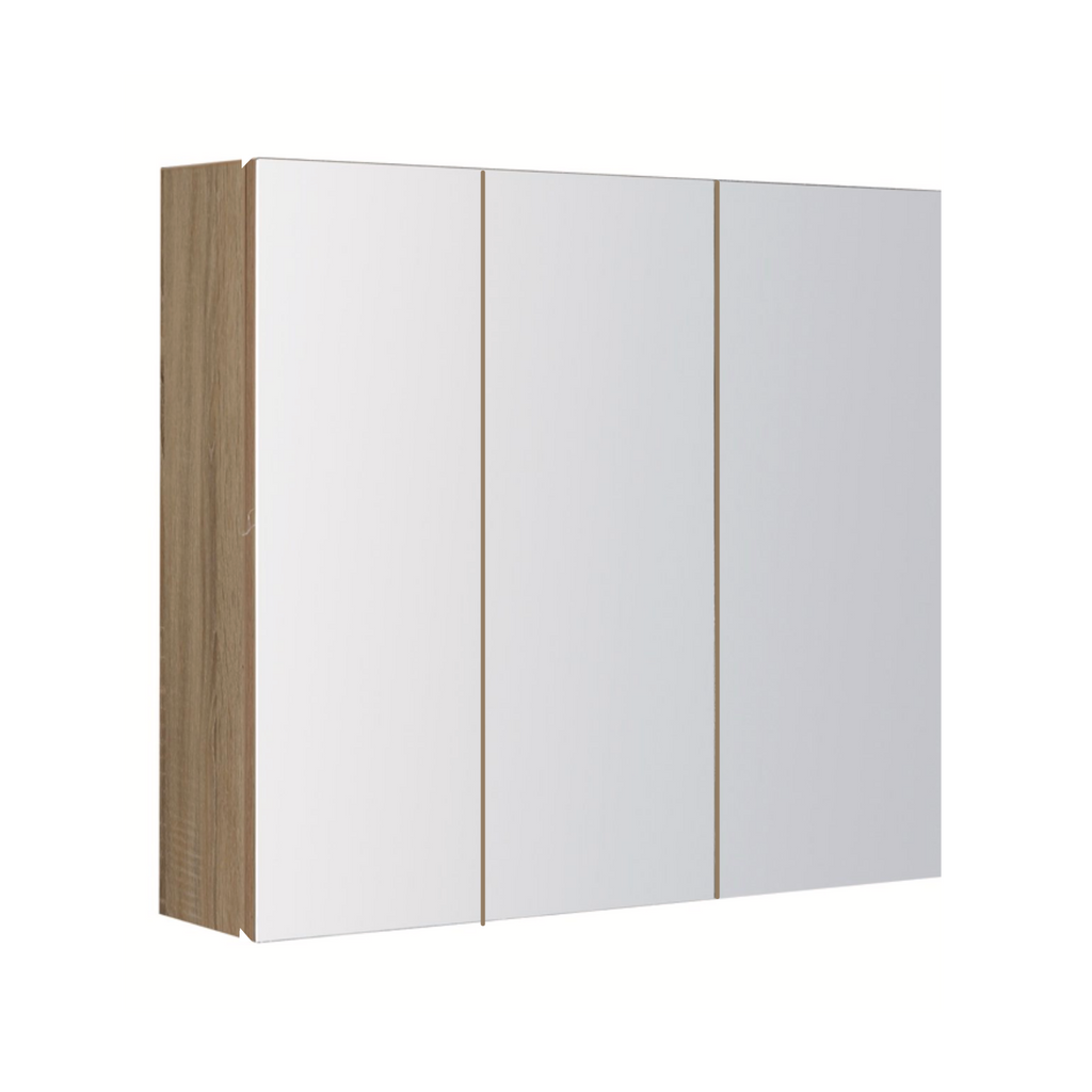 PLYWOOD MIRROR CABINET 900mm 3-Door LIGHT OAK