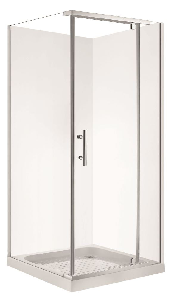 SQUARE 900 x 900 SEMI-FRAMELESS CHROME SHOWER, CENTRE WASTE
