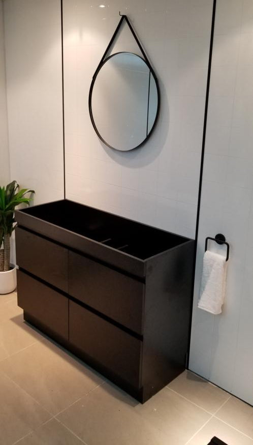 PLYWOOD 1500 FLOOR STANDING VANITY SINGLE BASIN (BASE ONLY) - DARK OAK