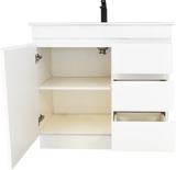 PLYWOOD 900 VANITY WHITE GLOSS FLOOR STANDING WITH CERAMIC TOP