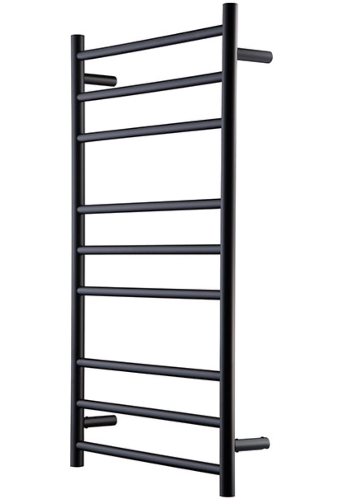 HEATED TOWEL RAIL - ROUND 9 BARS BLACK