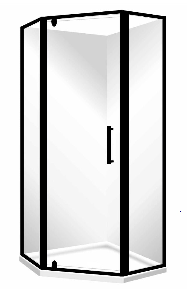 ANGOLO 900 x 900 BLACK SHOWER, CENTRE WASTE