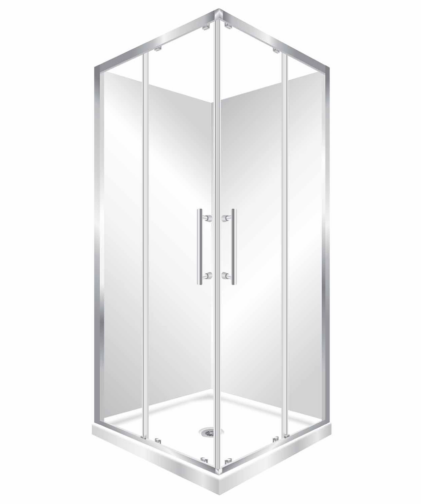 ARNEY 1000 x 1000 CHROME FRAME SHOWER, SLIDING DOORS, CORNER WASTE