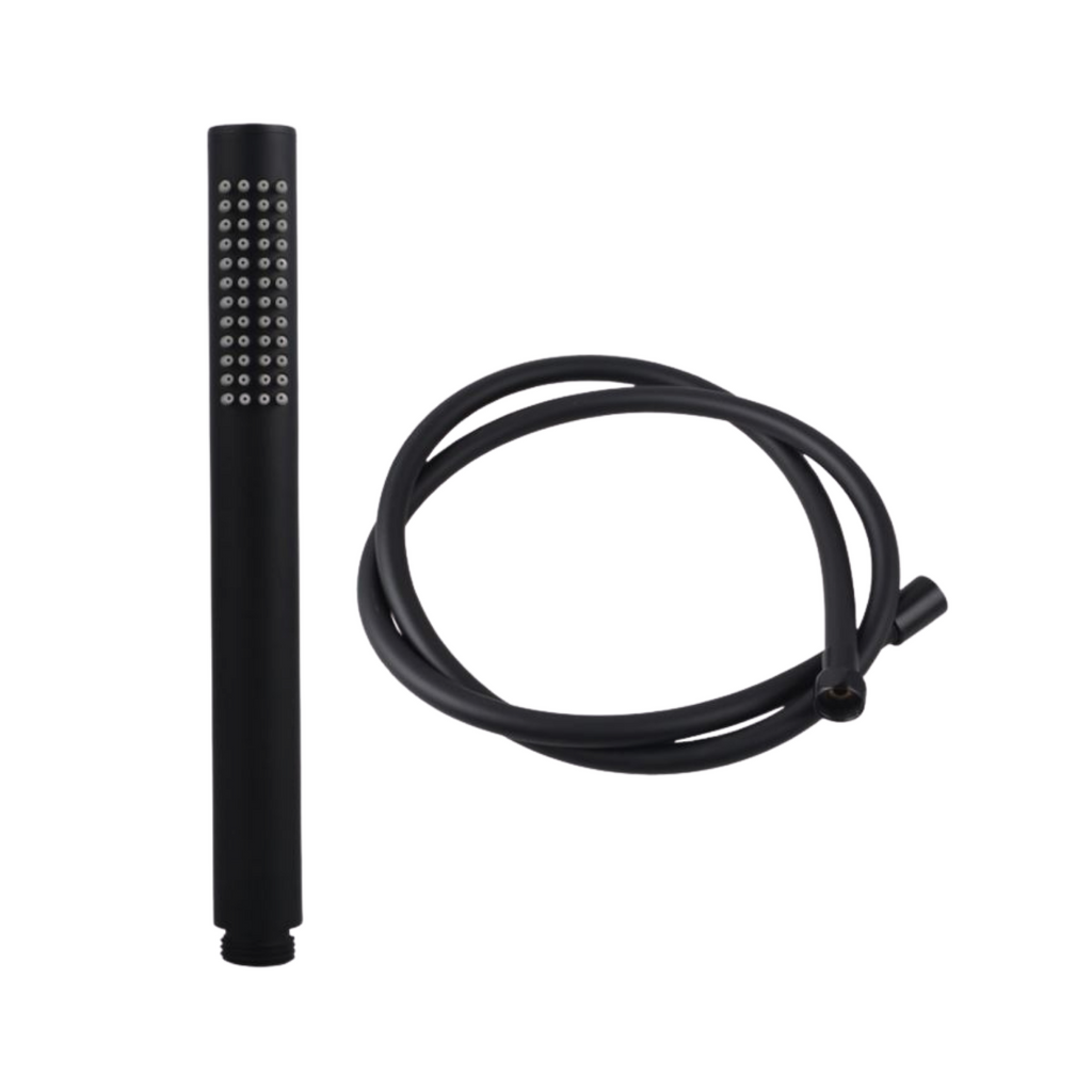 Black Round Shower Head (Brass) & Hose Set