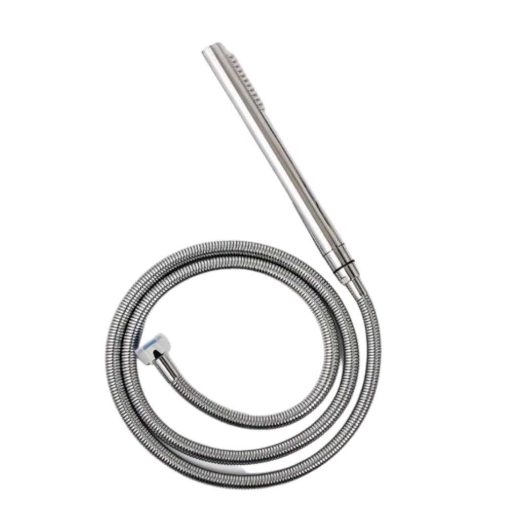 Chrome Round Shower Head (Brass) & Hose Set