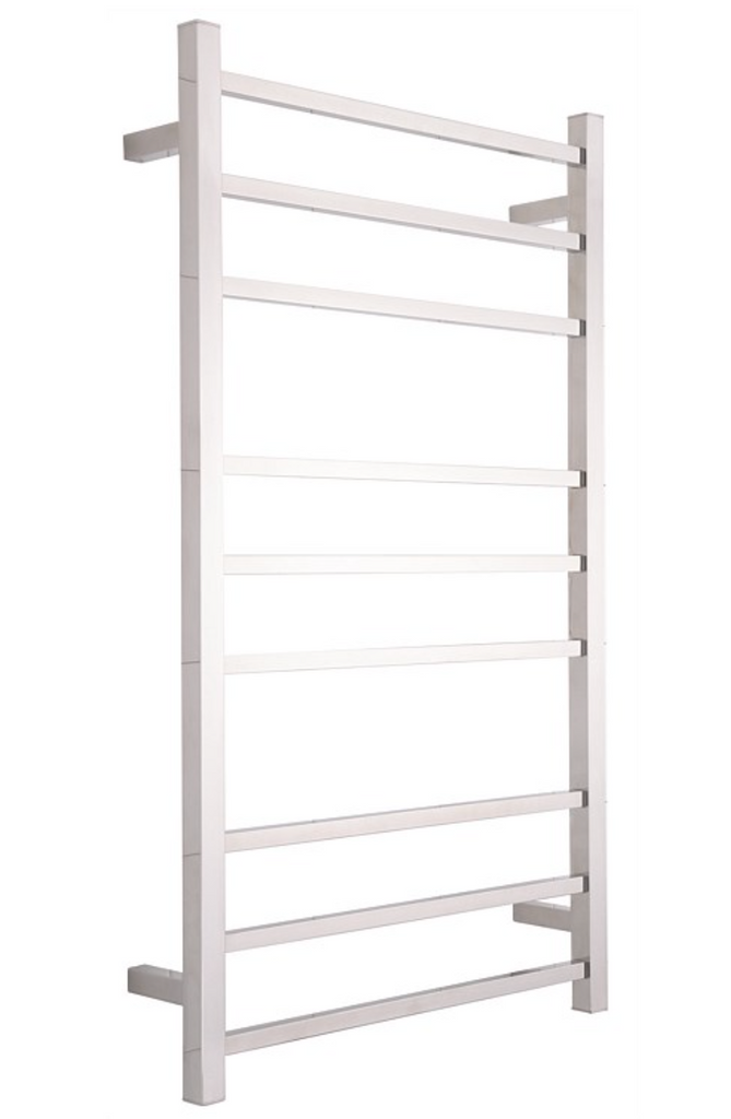 HEATED TOWEL RAIL STAINLESS STEEL - CHROME FINISH 9 BARS SQUARE - Bathroom Clearance