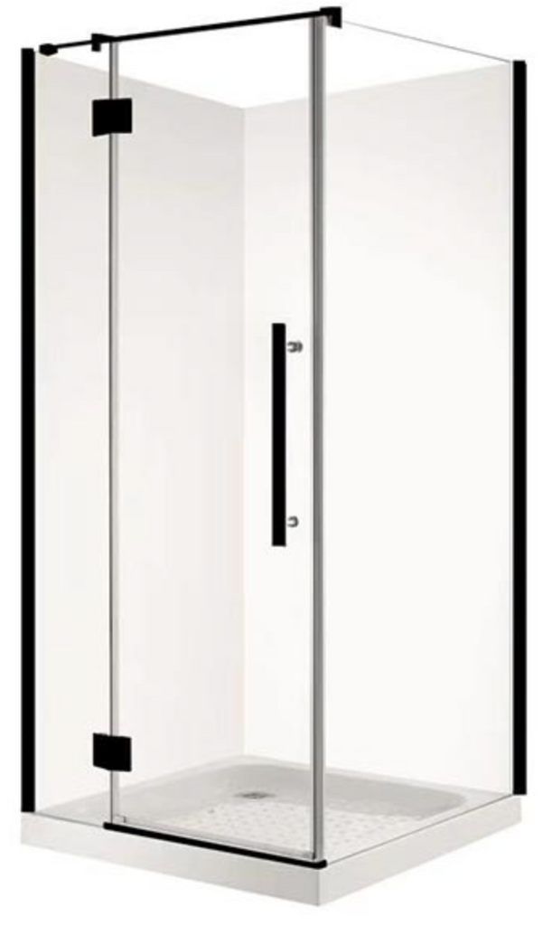 SQUARE 1000 x 1000 FRAMELESS BLACK SHOWER 10mm GLASS ONLY