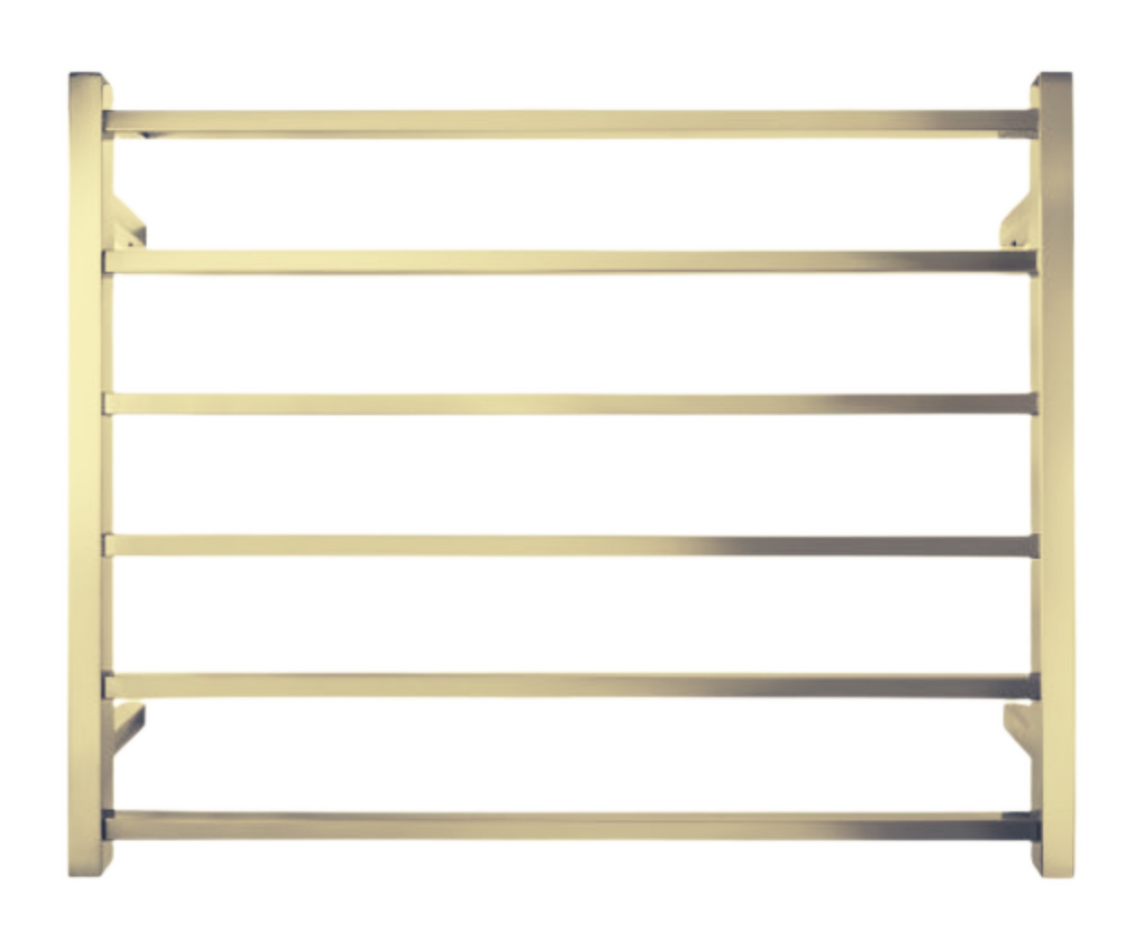 6 BARS 800mm HEATED TOWEL RAIL BRUSHED GOLD