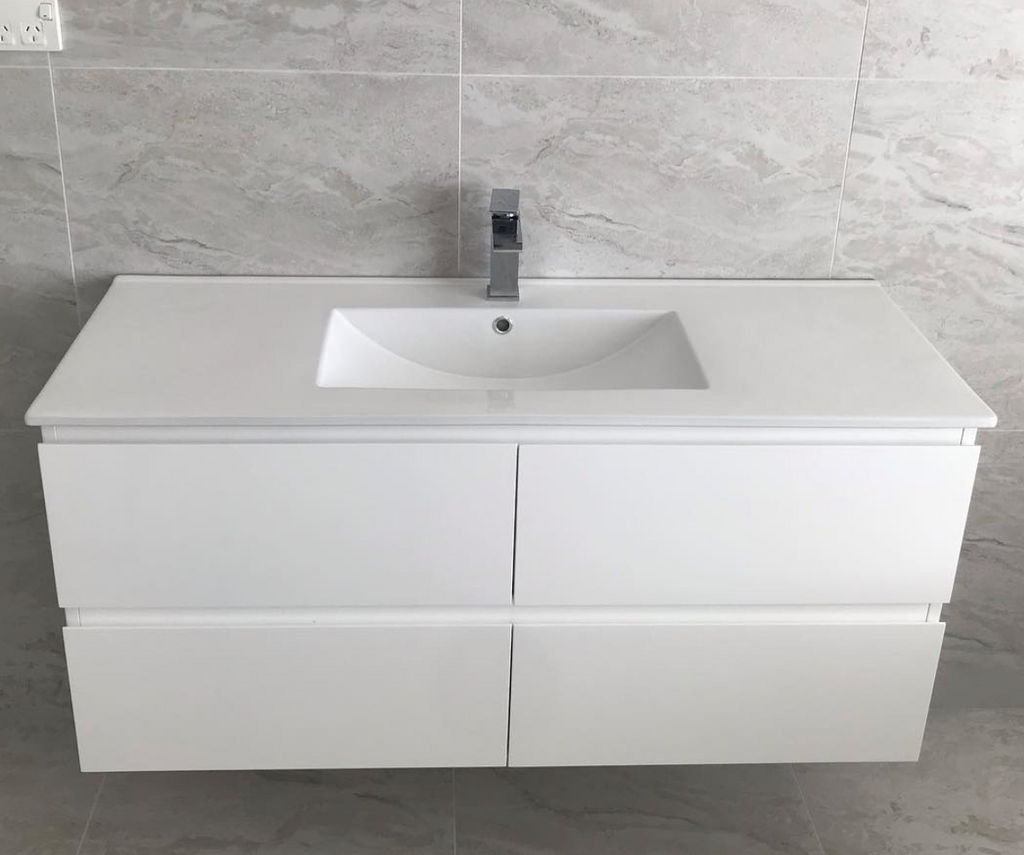 PLYWOOD 1500 WHITE WALL HUNG VANITY SINGLE BASE ONLY