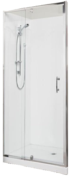 Alcove 900 x 900 Chrome Shower, Corner Waste