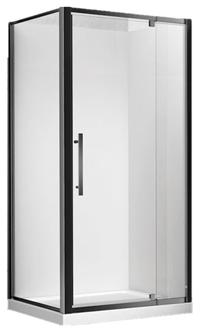 CUBO 900 x 900 BLACK SHOWER, CENTRE WASTE - EXTRA HIGH - Bathroom Clearance