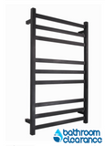 HEATED TOWEL RAIL STAINLESS STEEL - MATTE BLACK FINISH 9 BARS SQUARE