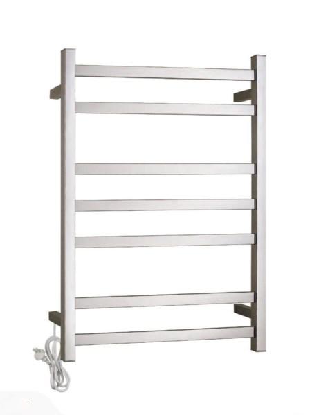 HEATED TOWEL RAIL STAINLESS STEEL - CHROME FINISH 7 BARS 500MM WIDE - Bathroom Clearance