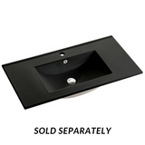 PLYWOOD 900 FLOOR STANDING VANITY BLACK LIGHT OAK WITH CERAMIC TOP