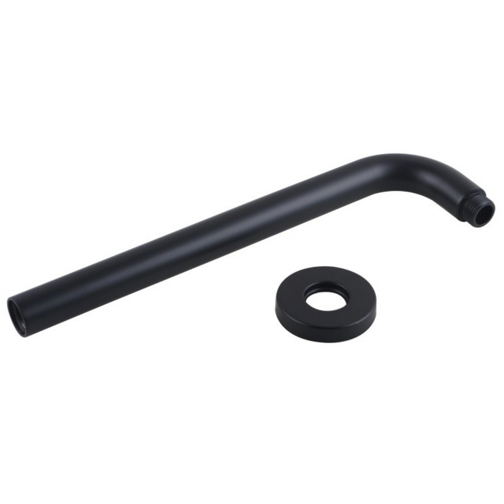ROUND WALL SHOWER ARM - BLACK 400MM