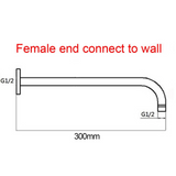 ROUND WALL SHOWER ARM - BLACK 400MM
