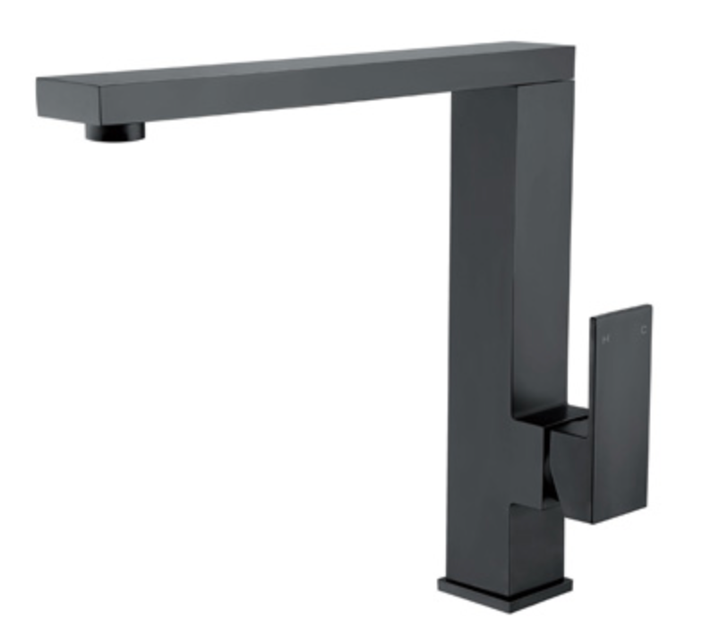 SQUARE TALL MIXER SWIVEL MATTE BLACK - Bathroom Clearance