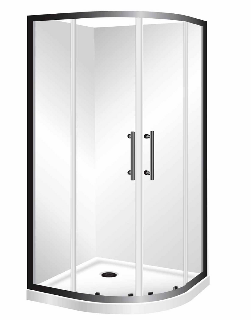 TONDO 1000 x 1000 BLACK FRAME SHOWER, CENTRE WASTE
