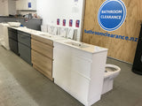 PLYWOOD WHITE GLOSS SLIM VANITY 900x360 WITH CERAMIC TOP - Bathroom Clearance