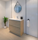 PLYWOOD 600 LIGHT OAK VANITY WITH CERAMIC TOP - Bathroom Clearance