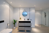 PLYWOOD 1200 FLOOR STANDING VANITY DOUBLE BLACK LIGHT OAK BASE ONLY - Bathroom Clearance