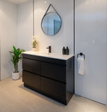 PLYWOOD 1200 DARK OAK FLOOR STANDING VANITY (VANITY BASE ONLY) FOR SINGLE BASIN - Bathroom Clearance
