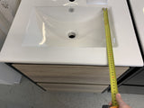 PLYWOOD 600 BLK/LO FLOOR STANDING VANITY (2-DRAWER) WITH CERAMIC TOP