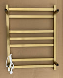 7 BARS 600mm HEATED TOWEL RAIL BRUSHED GOLD