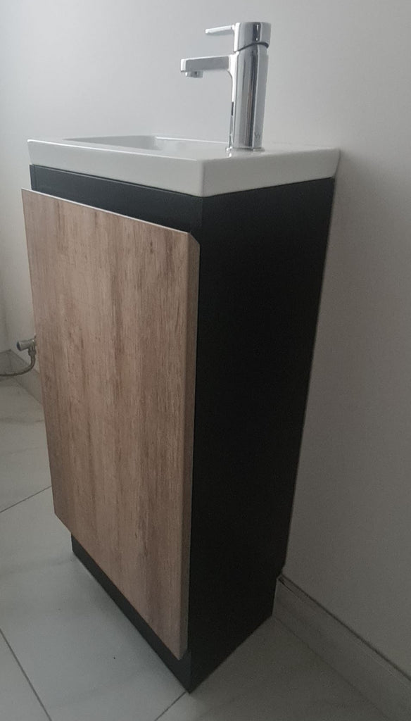 PLYWOOD 400mm YOLO FREESTANDING CABINET - BLACK LIGHT OAK
