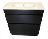 PLYWOOD DARK OAK SLIM VANITY 600x360 WITH CERAMIC TOP - Bathroom Clearance