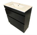 PLYWOOD DARK OAK SLIM VANITY 900x360 WITH CERAMIC TOP - Bathroom Clearance