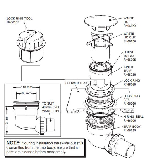 Englefield Easy Clean Shower Waste 40mm Bathroom Clearance
