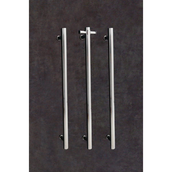 VERTICAL HEATED TOWEL RAIL BRUSHED NICKEL ROUND Bathroom Clearance