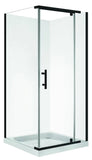 SQUARE 1000X1000 SEMI-FRAMELESS BLACK SHOWER, CORNER WASTE