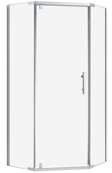 ANGLE 900 x 900 SEMI-FRAMELESS CHROME SHOWER, CORNER WASTE