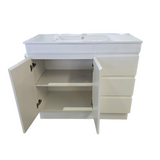 PLYWOOD 1000MM VANITY WHITE GLOSS FLOOR STANDING WITH CERAMIC TOP